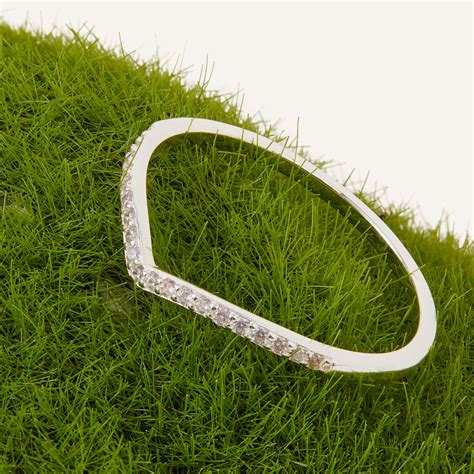 Buy Medium Sterling Silver Cubic Zirconia Wishbone Pave Ring ...