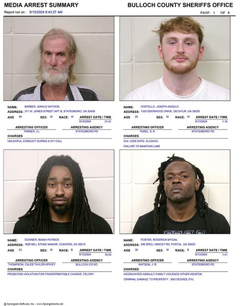 08/15/2024 Booking Report for Bulloch County - AllOnGeorgia