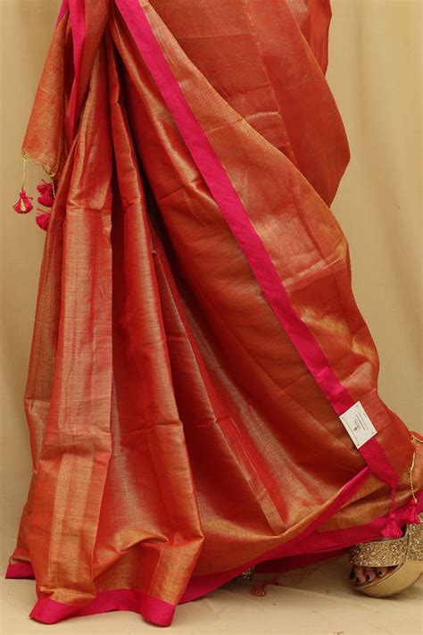 Golden Bengal Plain Tissue Cotton Saree - 20% Off