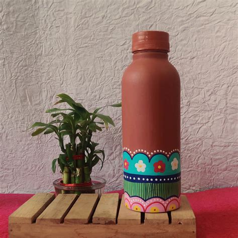 Buy Handpainted Clay Ornate Design Water Bottle Online On Zwende