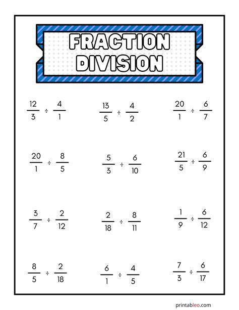 Division Of Fractions Worksheets - Jenny Printable