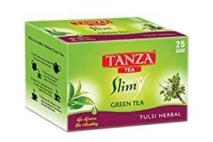 Tanza Tea Slim Green Tea | Tulsi Herbal Flavoured | 25 Tea Bag ...