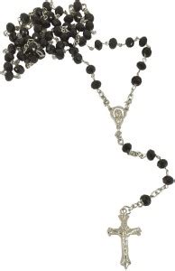 Uniqon Unisex 8mm Black Stone Crucifix Rosary Crystal Moti Beads Pearl ...