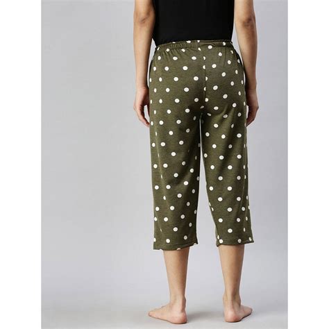 Buy Kryptic Green Polka Dots Capris for Women Online