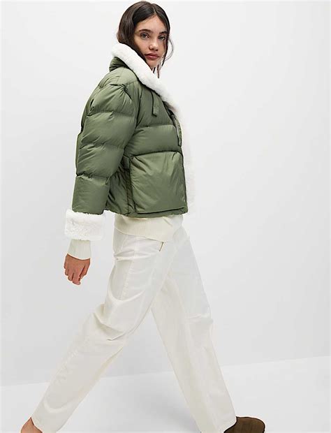 Buy Feather & Down Padded Borg Trim Jacket at Marks & Spencer