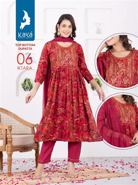 Kaya Iktara Designer Naira Cut Kurti Pant With Dupatta