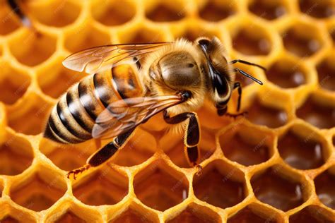 Bee on honeycomb with honey | Premium AI-generated image