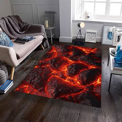 Lava Rug, Lava Pattern Rug,hot Lava Rug, Volcano Floor Rug, Home Decor ...