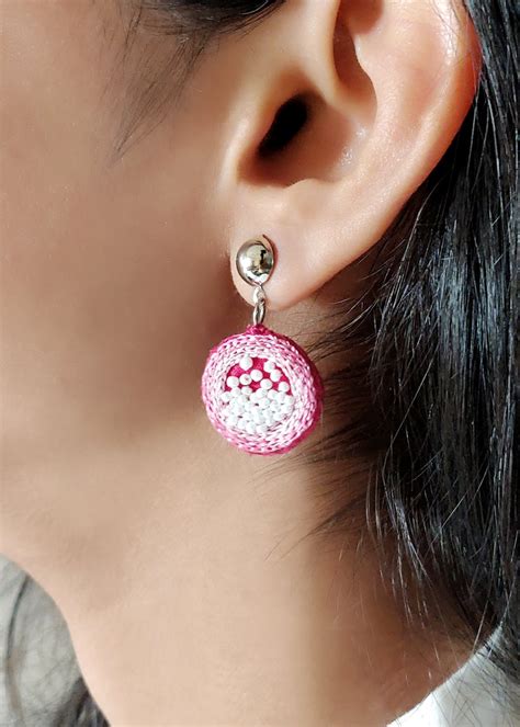 Get Beaded & Embroidered Pink Drop Earrings at ₹ 350 | LBB Shop