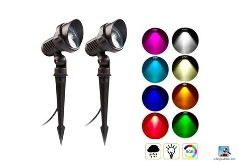 6 x Spot Spike RVB IP54 - Clicpublic.be, les ventes publiques en 1 clic.