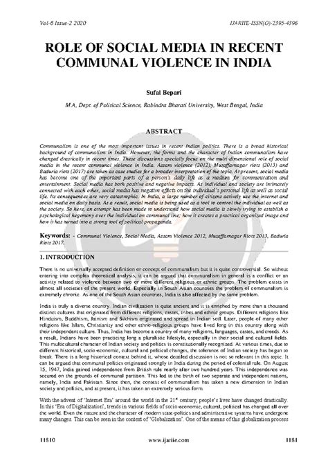The Impact of Social Media on Communal Violence in India: An Analysis ...