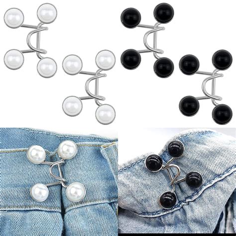 THECLOUDMALL®4 Sets Pearl Jean Button Pins Adjustable Waist Buckle ...