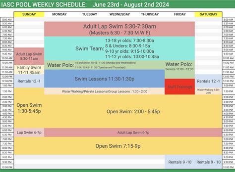 Schedule – Innis Arden Swimming Club