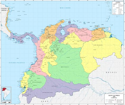 Gran Colombia in 1826 | La gran colombia, Mapa de america, Bandera ...