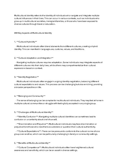 Multicultural Identity - This can occur in various contexts, such as ...