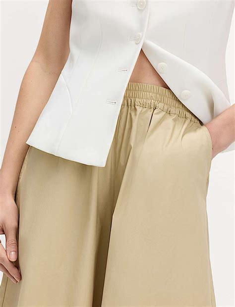 Buy Pure Cotton Cropped Palazzo Trousers at Marks & Spencer
