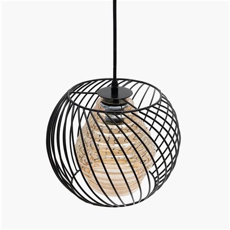 Buy HOMESAKE Contemporary Decor Black Metal Twister Cage Pendant Light ...