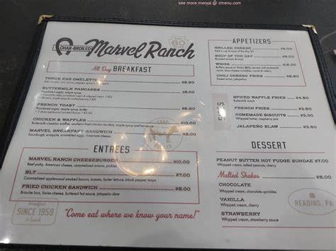Online Menu of Marvel Ranch Restaurant, Reading, Pennsylvania, 19601 ...