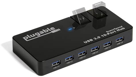 Plugable Driverless USB Hub, 10 Port - USB 3.0 5Gbps with 48W Power ...