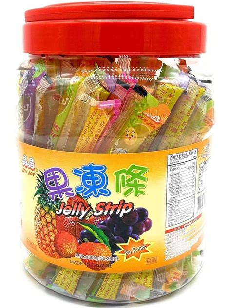 Jin Jin Fruit Jelly Filled Strip Straws Candy - Many Flavors! (35.26 oz ...