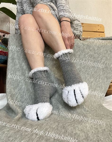 Slippers Socks Paw Cat Bunny Paw Puppy Paw Fur Suit Socks - Etsy