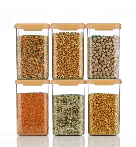 Buy DUPACO Plastic Cereal Dispenser - 1200mg, Set of 6, Black (Orange ...