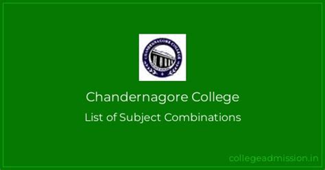 Chandernagore College: List of Subject Combinations | College Admission