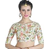Buy STUDIO Shringaar Women's Poly Satin Floral Print Readymade Blouse ...