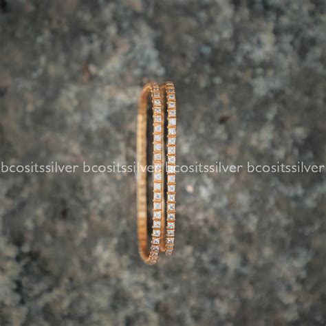 Pure 925 Silver Gold Plated Bangle - 0655