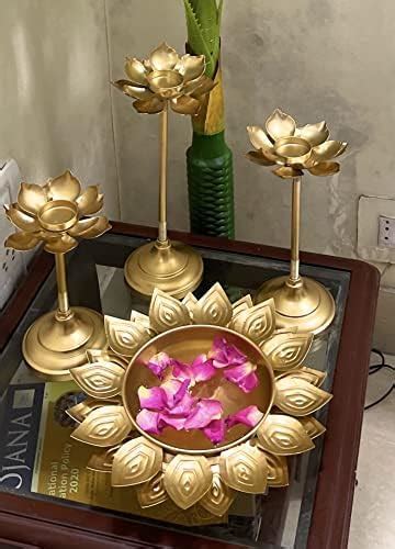 Buy AGAAS ENTERPRISES Golden Decorative Round Lotus Shape Metal Urli ...