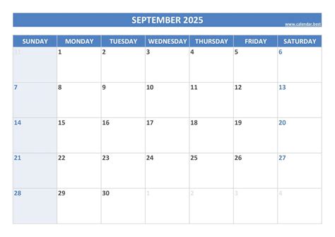September 2025 calendar -Calendar.best