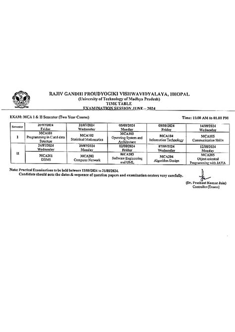 DOC-20240705-WA0148 - its Time Table for MCA 2nd sem Exam - RAJIV ...