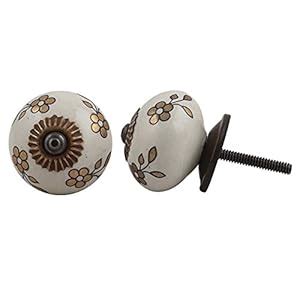 IndianShelf 8 Packs Gold Flower Ceramic Drawer Knobs for Kitchen ...