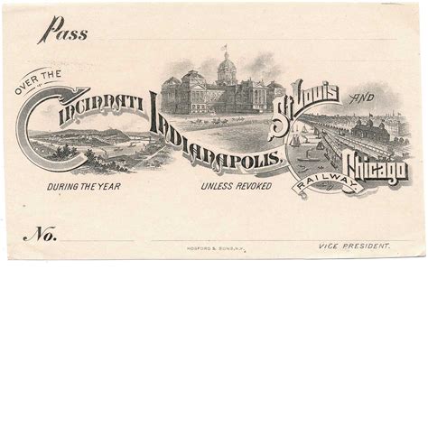 Cincinnati Indianapolis St. Louis and Chicago Railway Pass Proof ...