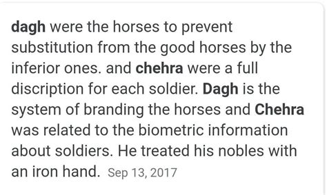 what is dagh and chehra in history - Brainly.in