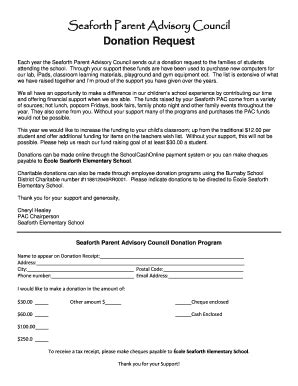 Fillable Online Donation request letterpdf - Seaforth PAC Fax Email ...