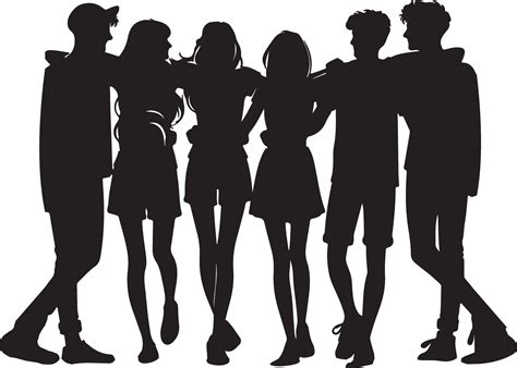 silhouettes of friends standing together 47024932 Vector Art at Vecteezy - silhouette of friends