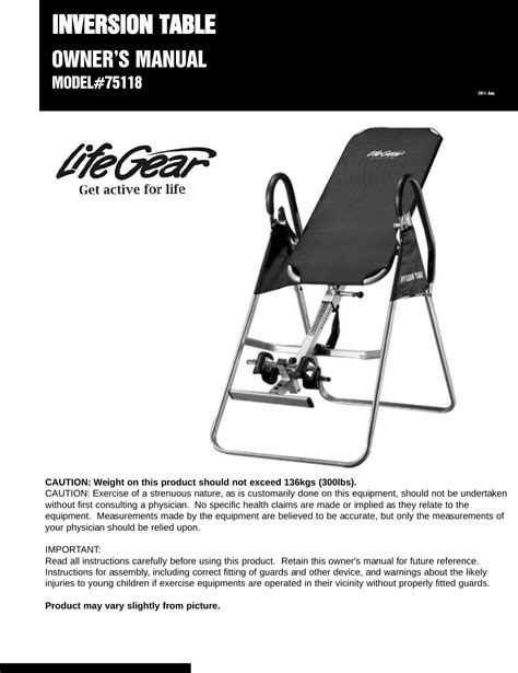 Health Gear Inversion Table Instruction Manual - Teeter Inversion ...