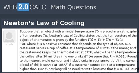 View question - Newton’s Law of Cooling