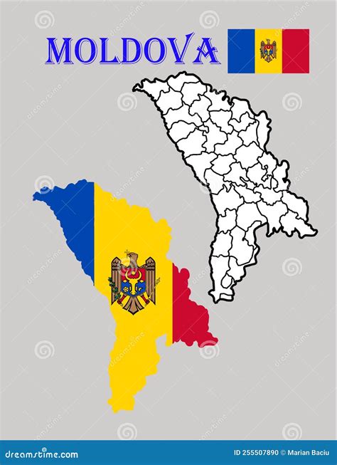 Moldova Map With Regions Isolated On White Background. Vector ...
