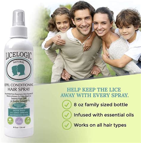 LiceLogic Head Lice Prevention Spray 8 oz - Non Toxic Formula with ...