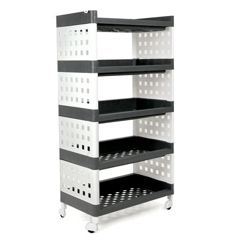 LEOPAX 5 Layers Plastic Rolling Storage Rack | Multipurpose Stackable ...