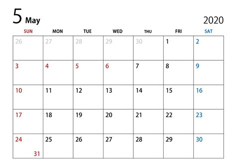 2020年5月カレンダーのフリーダウンロード画像｜ii | March calendar, Calendar 2019 template ...
