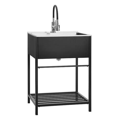 Style Selections 22-in x 25-in 1-Basin Black Freestanding Laundry Sink ...