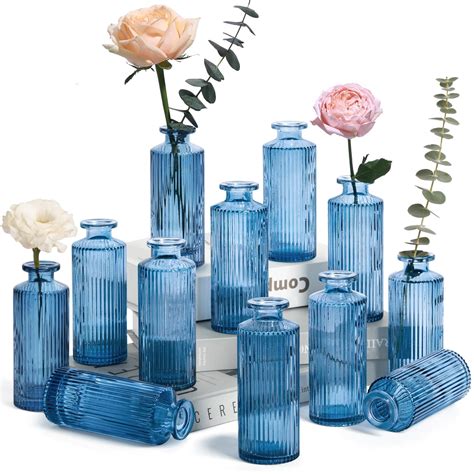 ComSaf Glass Bud Vases Set of 12, Small Bud Vase in Bulk, Mini Flower ...