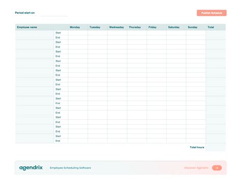 Print Weekly Work Schedule 的图像结果