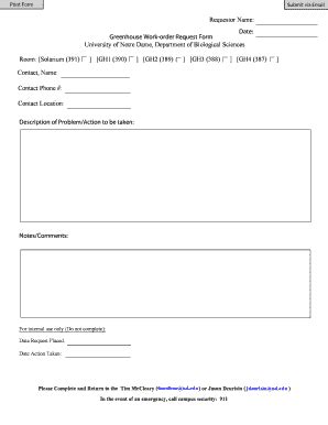 Fillable Online www3 nd Greenhouse Workorder Request Form Fax Email ...