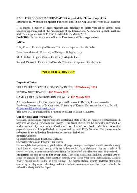 Workshops/Conferences in Mathematics – P Kalika