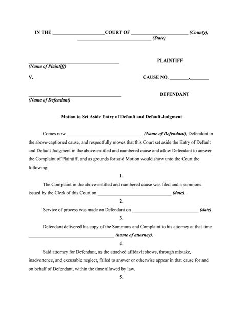 Motion to Set Aside Entry of Default and - Fill Out, Sign & Share ...