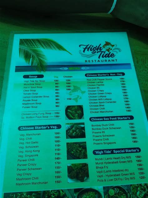 Menu at High Tide Restaurant, Nala Sopara